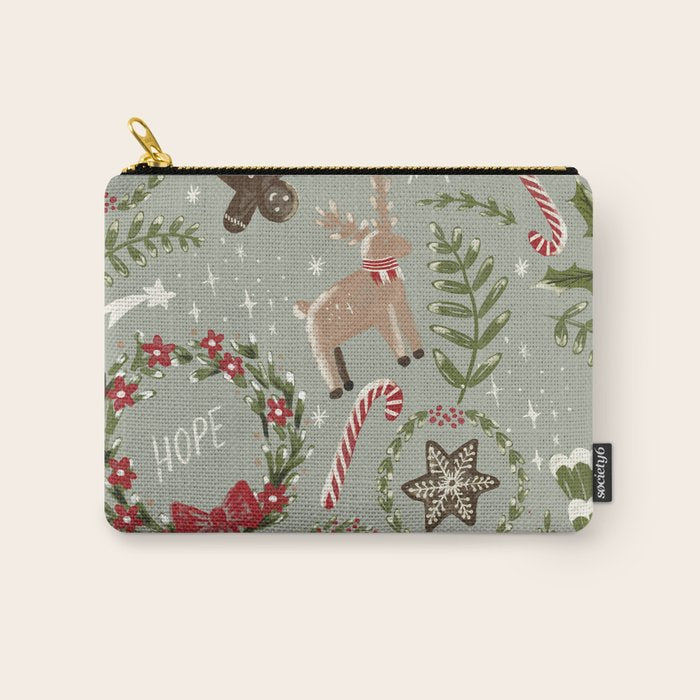 Magical Christmas - Sage Green Carry All Pouch