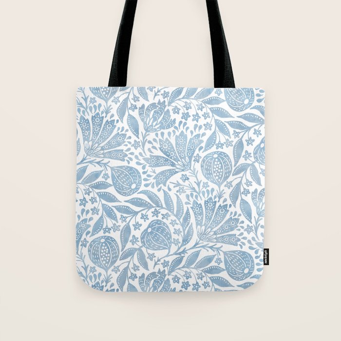 French Country Fig Garden In Blue Tote Bag