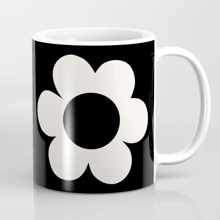 La Fleur | 06 - Retro Floral Print Black And White Flower Coffee Mug