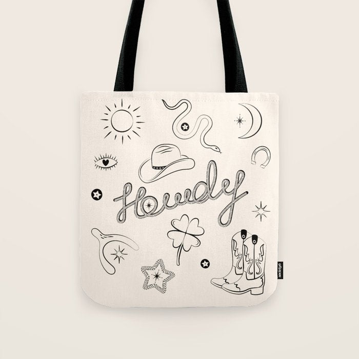 Howdy. Black And White Good Luck Charms Tote Bag