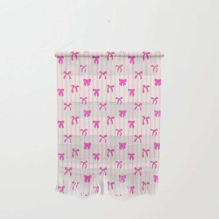 Classic Hot Pink Bows And Stripes Wall Hanging