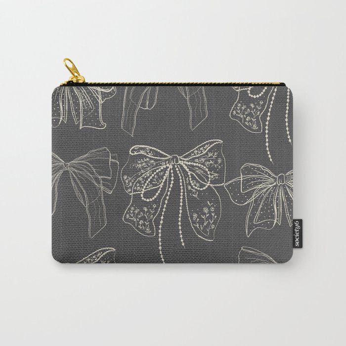 Romantic Bows Gray Pattern Carry All Pouch