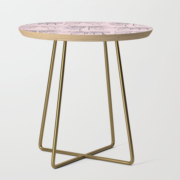 Romantic Lace Bows Pink Pattern Side Table