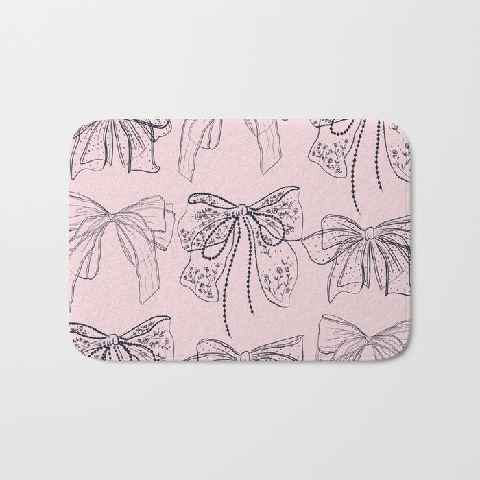 Romantic Lace Bows Pink Pattern Bath Mat