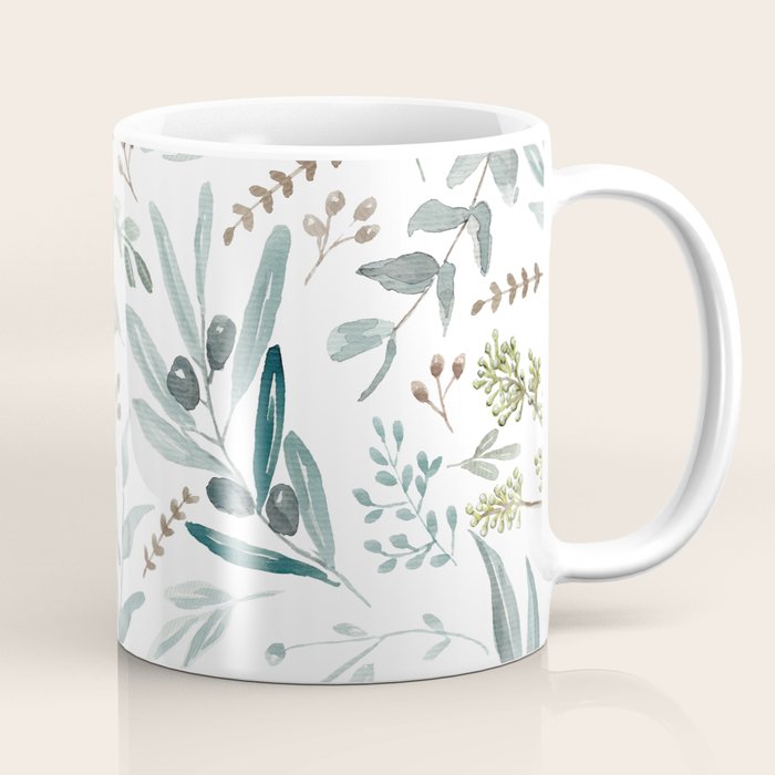 Botanical Eucalyptus Leaves Pattern Coffee Mug