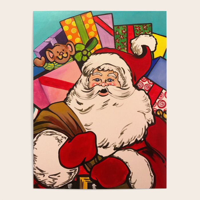 Santa Claus With Boxes Of Presents Poster