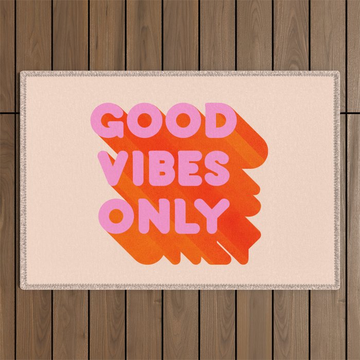 Good Vibes Only - Neon Colors Outdoor Rug