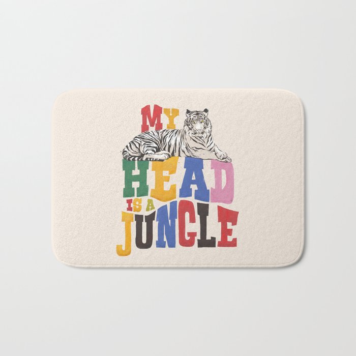 My Head Is A Jungle - Tiger Colorful Type Bath Mat