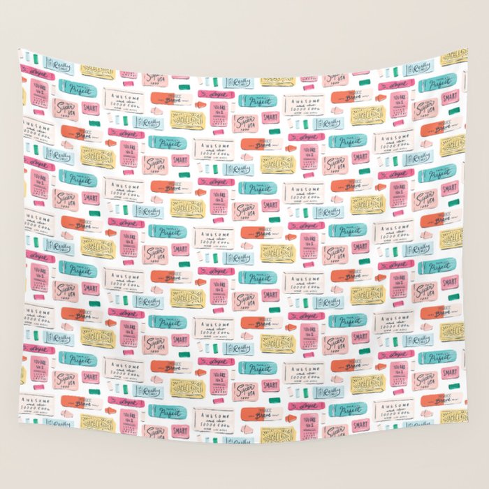 Positive Affirmation Erasers  Wall Tapestry