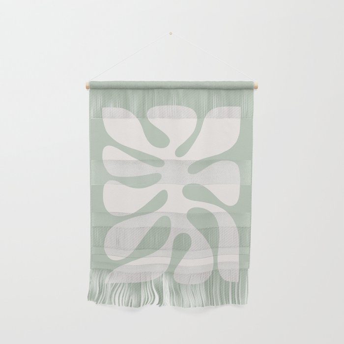 Minimal Abstract Matisse Monstera Pastel Sage Green 2/2 Wall Hanging