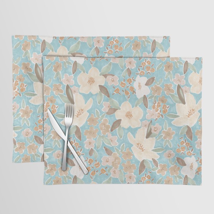 Ditsy Marker Florals - Turquoise Placemat