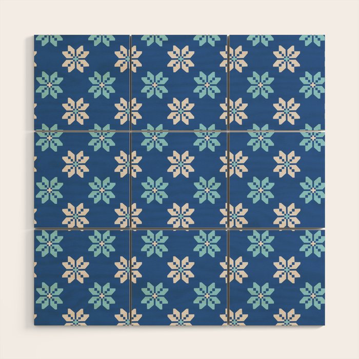 Contrasting Blues: Bethlehem Star Mosaic Wood Wall Art
