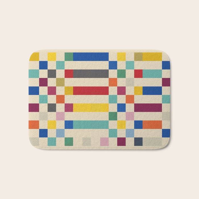 Modern Playful Checkered Abstract Bath Mat