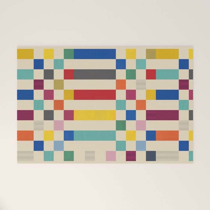Modern Playful Checkered Abstract Welcome Mat