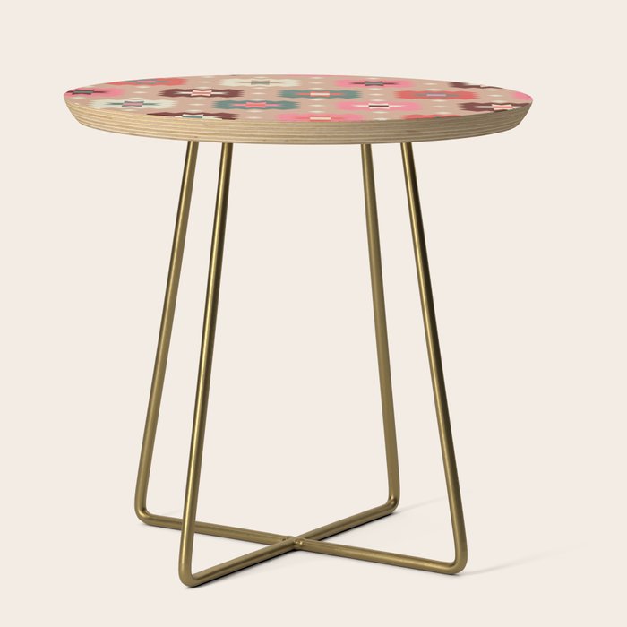 Festive Winter Quilt Tiles With Stars Side Table