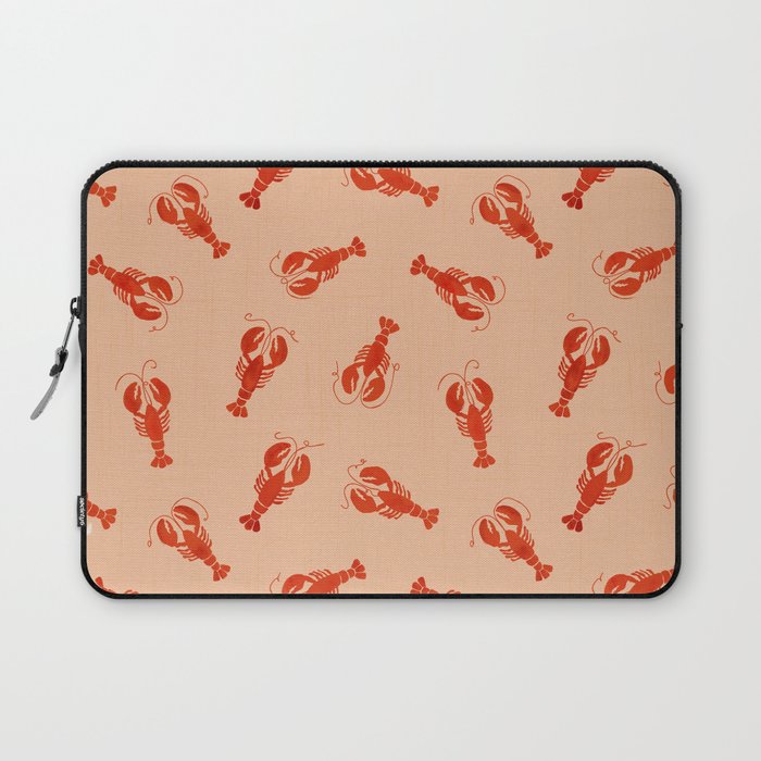 Classic Red Lobsters Pattern On Peach Laptop Sleeve
