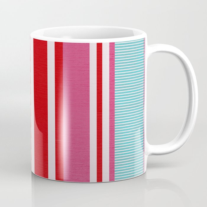 Bold Color Play Pink And Turquoise Stripes Coffee Mug