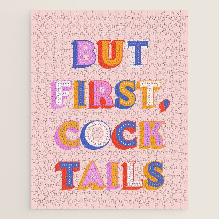 But First, Cocktails Typography Jigsaw Puzzle