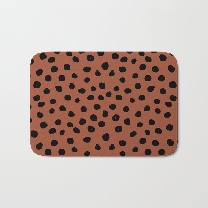 Leopard Print Rust Animal Print Brushstroke Polka Dots Dalmatian Cheetah Spots Boho Decor Minimal Bath Mat