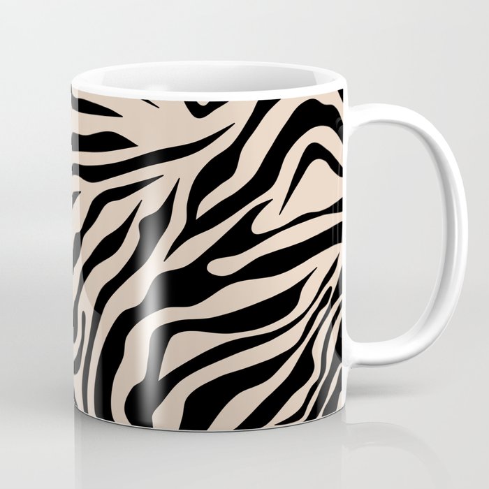 Zebra Print Zebra Stripes Wild Animal Print Zebra Pattern Modern Black And Beige Tan Light Brown Coffee Mug