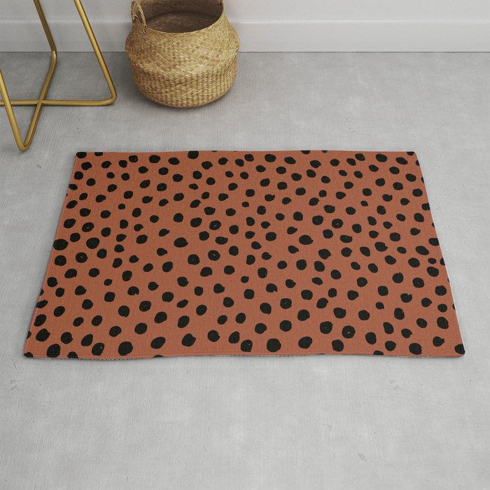 Leopard Print Rust Animal Print Brushstroke Polka Dots Dalmatian Cheetah Spots Boho Decor Minimal Rug