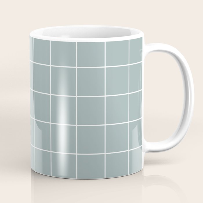 Sage Green Retro Grid Pattern Coffee Mug