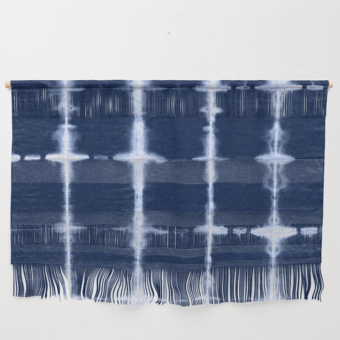 Shibori Itajime Indigo Square Pattern Wall Hanging