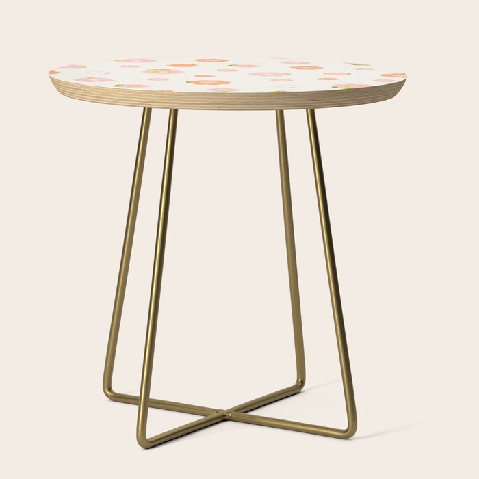 Peach Pink And Orange Flowers Pattern Side Table