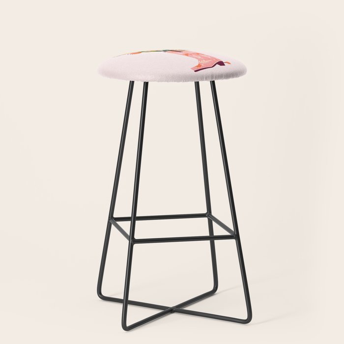 Pink Cowboy Boot And Wild Flower Bouquet Stool