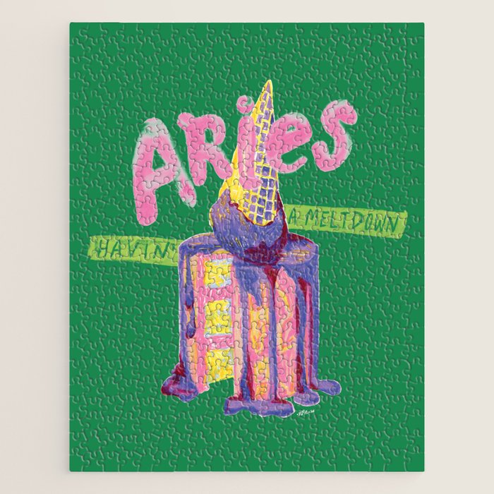 Aries Dessert In Kelly Green & Pink Jigsaw Puzzle