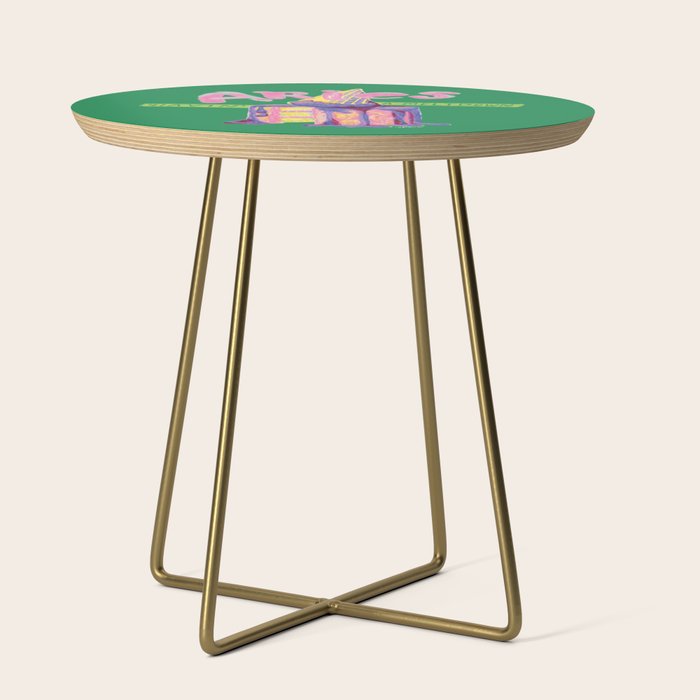 Aries Dessert In Kelly Green & Pink Side Table