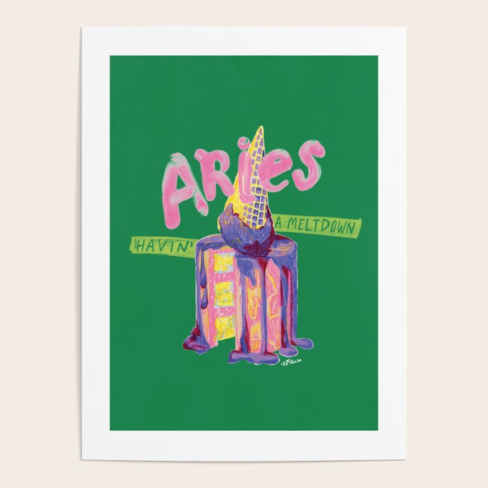 Aries Dessert In Kelly Green & Pink Poster