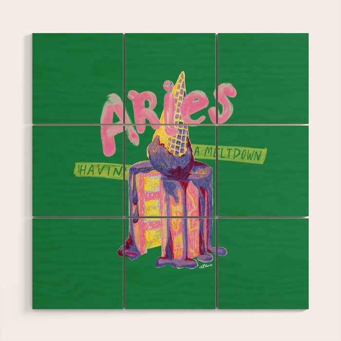 Aries Dessert In Kelly Green & Pink Wood Wall Art