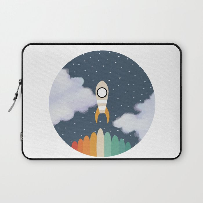 Space Rocket Print, Galaxy Outer Space Pattern Laptop Sleeve