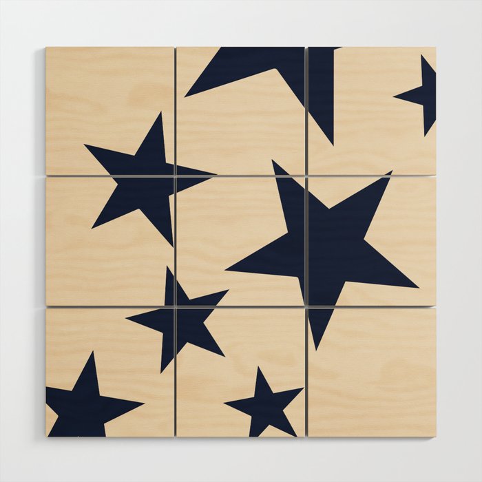 Navy & Light Beige Big Ol' Stars Wood Wall Art