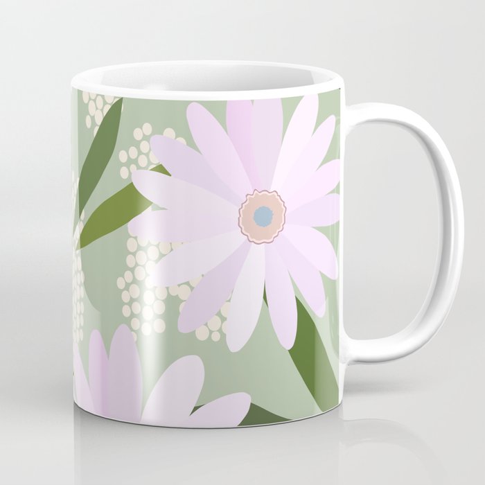 Playful Daisies | 01 - Lilac And Pastel Green Coffee Mug