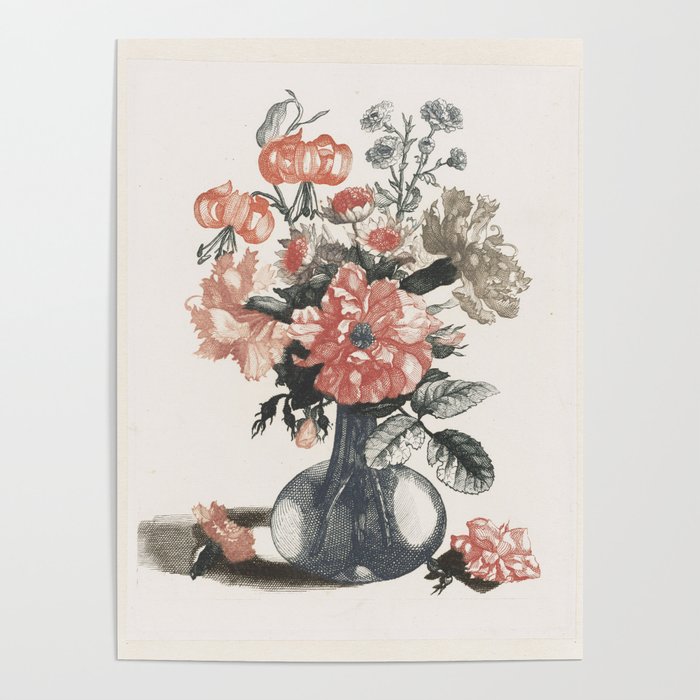 Five Prints Of Flowers In Glass Vases, Anonymous, After Jean Baptiste Monnoyer  1688   1698 Poster