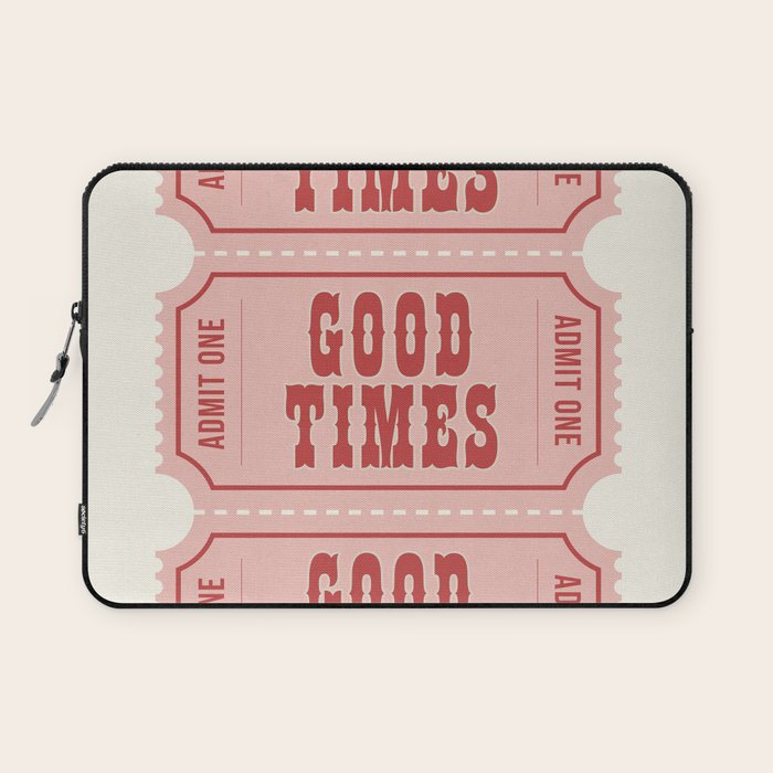 Good Times Retro Ticket, Pink Aesthetic Laptop Sleeve