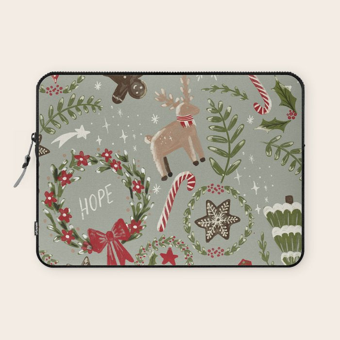 Magical Christmas - Sage Green Laptop Sleeve