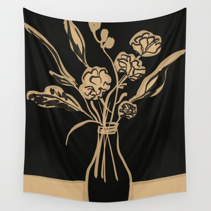 Minimalist Flowers In A Vase 5 Wall Tapestry