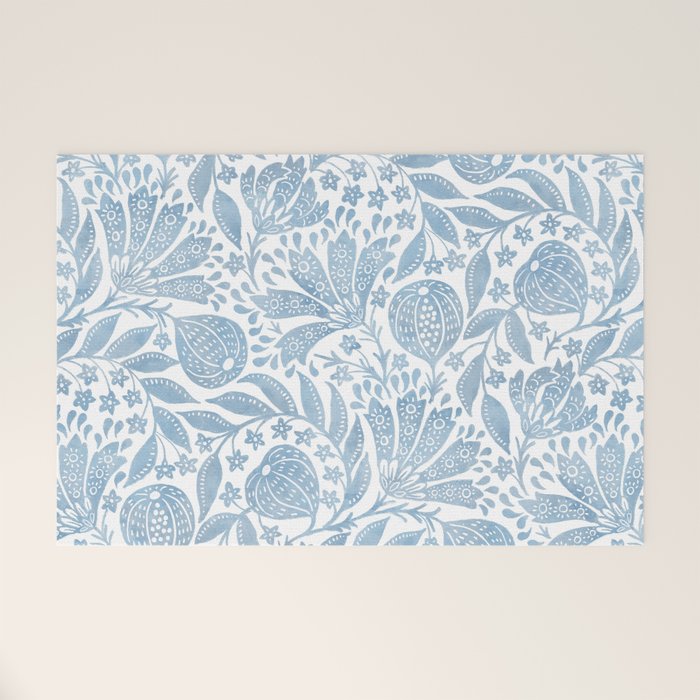 French Country Fig Garden In Blue Welcome Mat