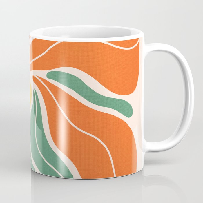 Modern Boho Art Nouveau Floral 1.2 Duo Orange And Green Coffee Mug