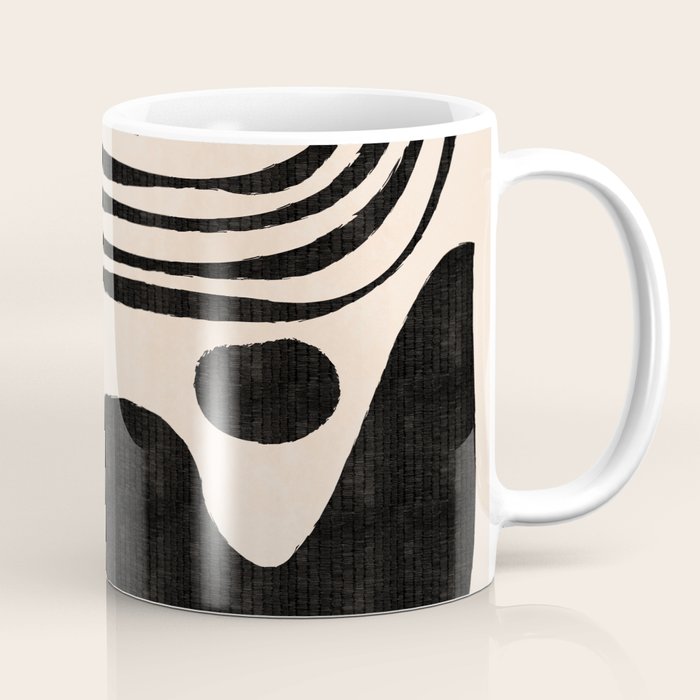 Abstract Mid-Century Modern Black And Beige Composition Coffee Mug
