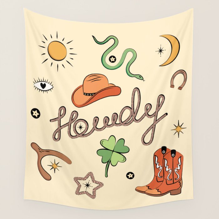 Howdy - Lucky Western Charms Wall Tapestry