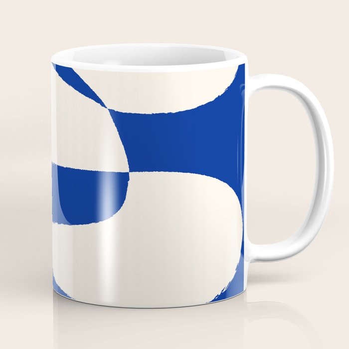 Mid-Century Modern Abstract Composition In Royal Blue & White Coffee Mug