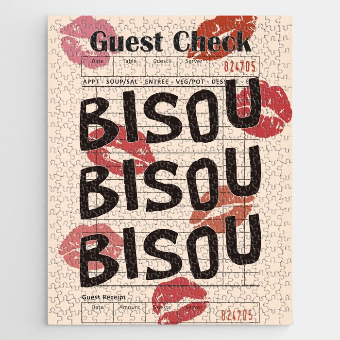 Bisou Bisou. Retro Guest Check  Jigsaw Puzzle