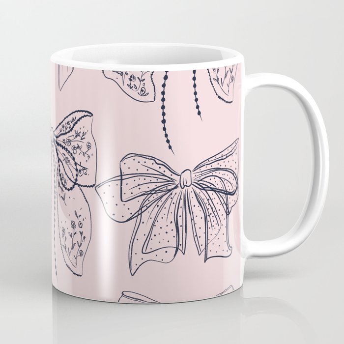 Romantic Lace Bows Pink Pattern Coffee Mug