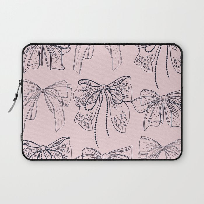 Romantic Lace Bows Pink Pattern Laptop Sleeve