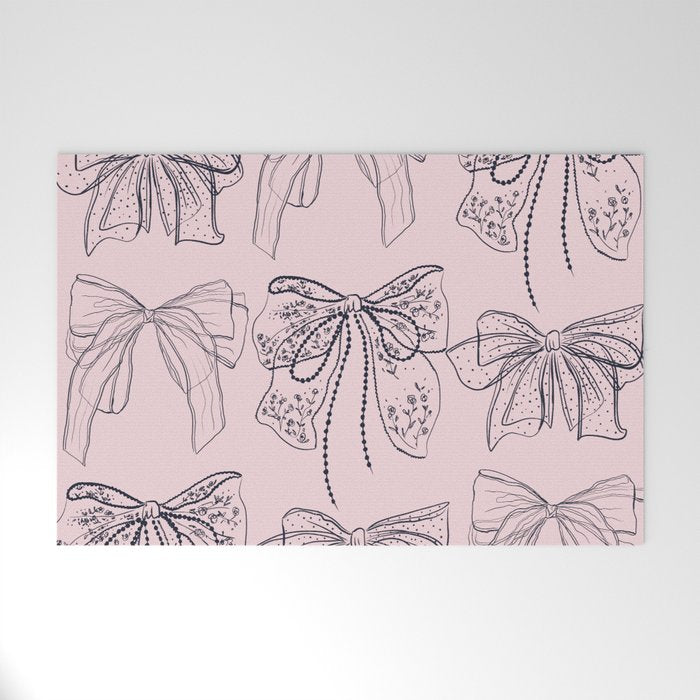 Romantic Lace Bows Pink Pattern Welcome Mat