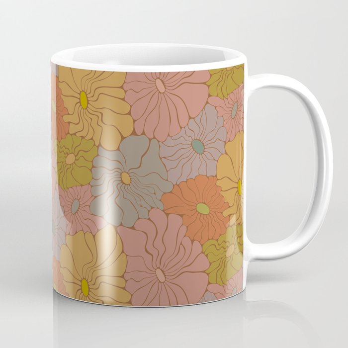 Exotic Groovy Flowers - Earthy Neutral Boho Garden Coffee Mug